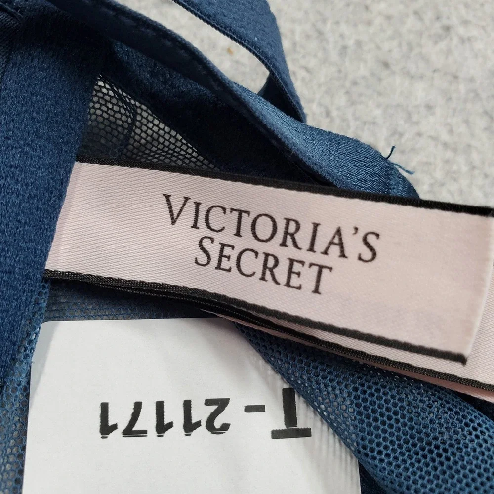Victoria's Secret Women Bra 34A Blue Floral Push Up Underwired Lace Strap